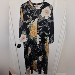Natori Floral Black Dress